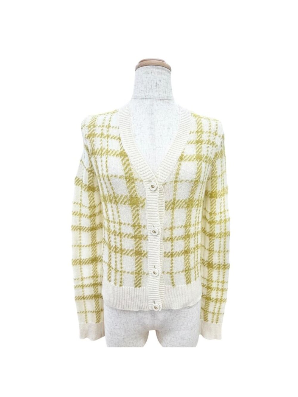 Dior Mohair Cashmere Blend Check CD Logo Button V-neck Cardigan 40